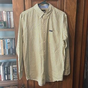 Chaps Plaid, Yellow, Blue, White Crisp Button-down Shirt Size M